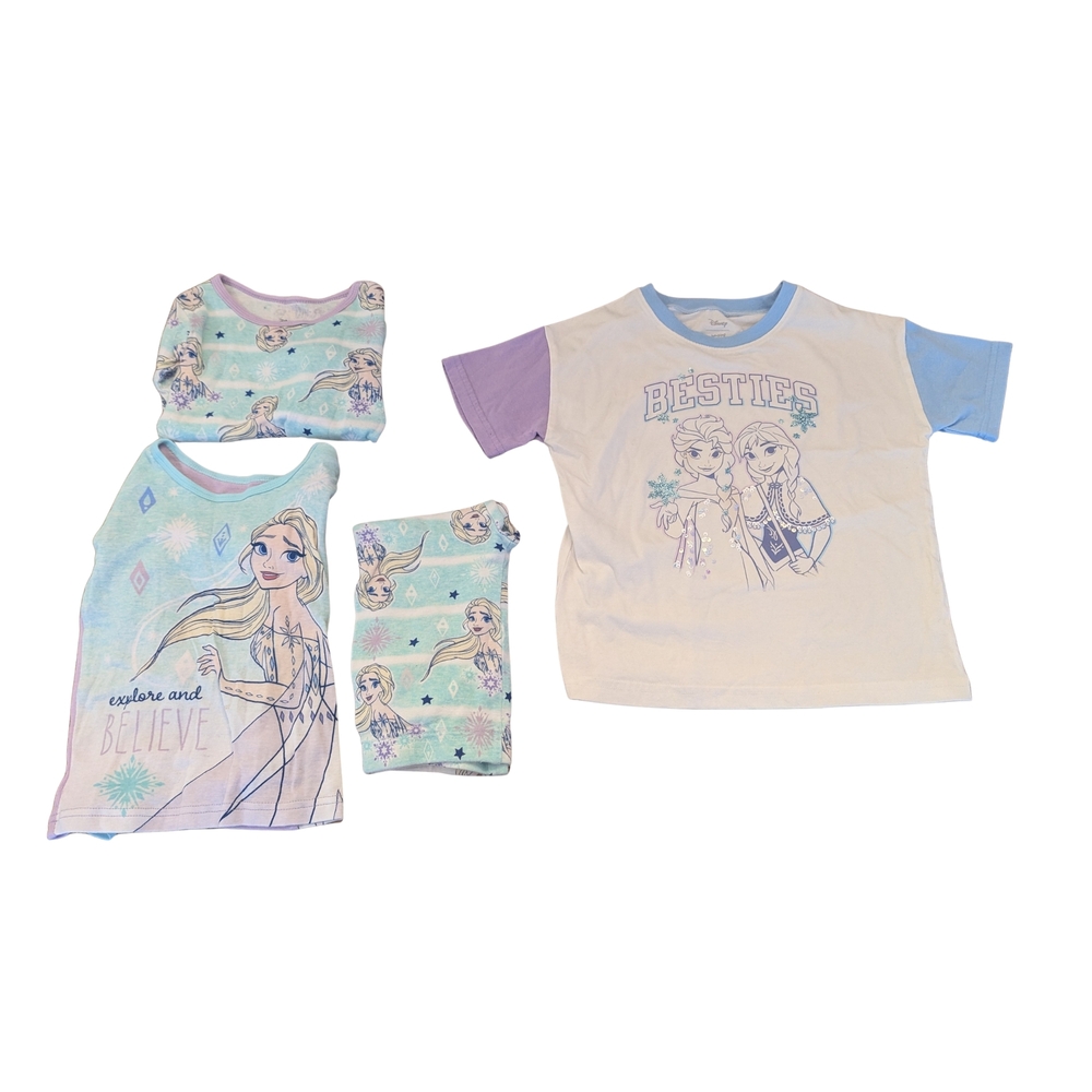 Girls size 4 xs Disney frozen Elsa clothing bundle pajamas shirt 4 pieces
